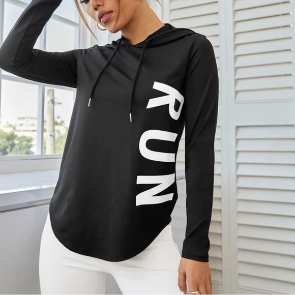 Delilah Wear Tops - New graphic “Run” hoodie top
